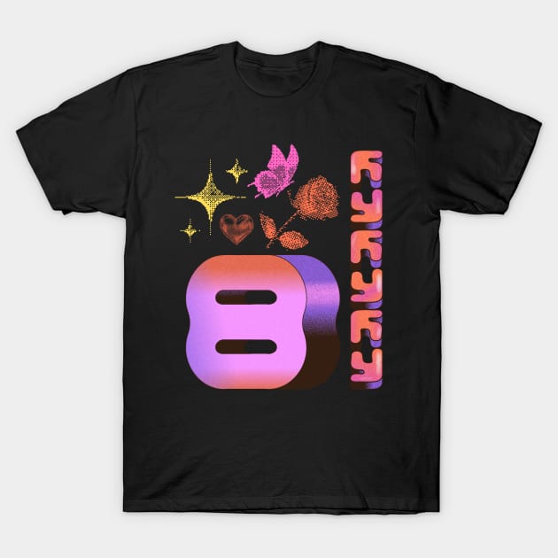 Number 8 Aesthetic graident and pixel design T-Shirt by earngave